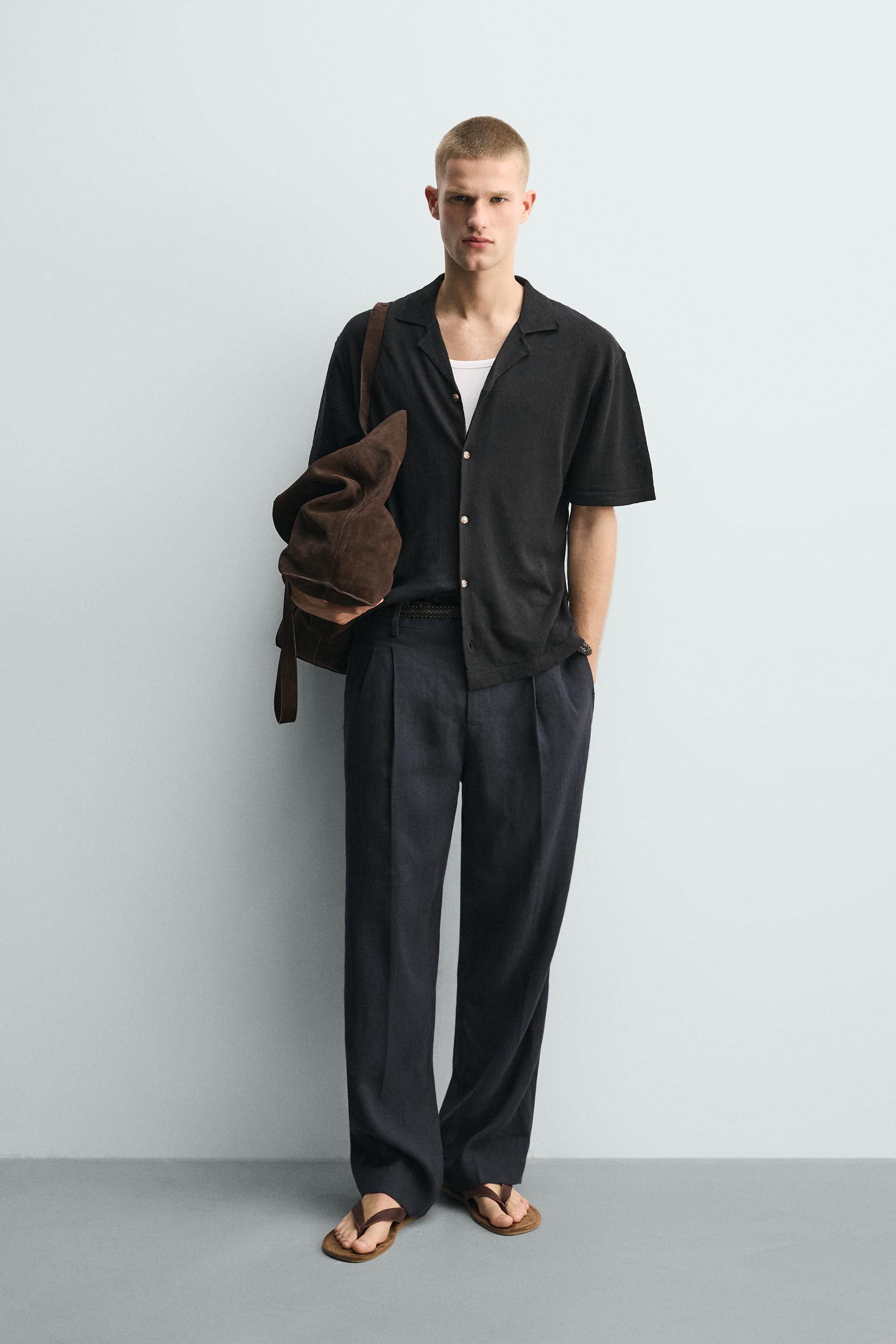 LINEN COTTON BLEND KNIT SHIRT